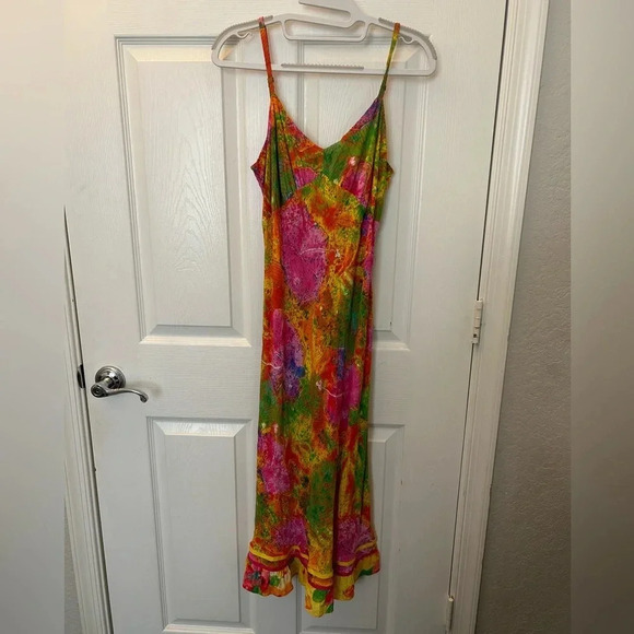 Jams World Women's Tropica Print Ruffled Hem Rayon Midi Dress - Picture 1 of 4
